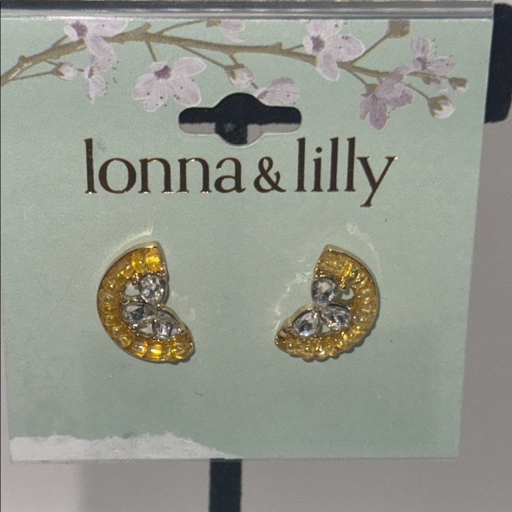 Lonna & Lilly Gold and rhinestone lemon slice  Earrings